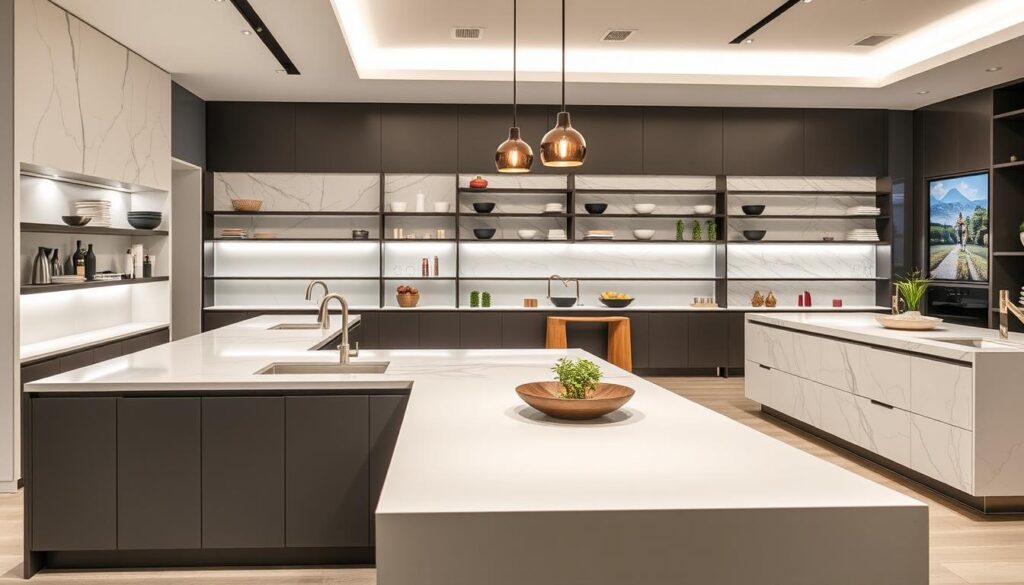 Ein Bild von Corian-Oberflächen in einem modernen Laden