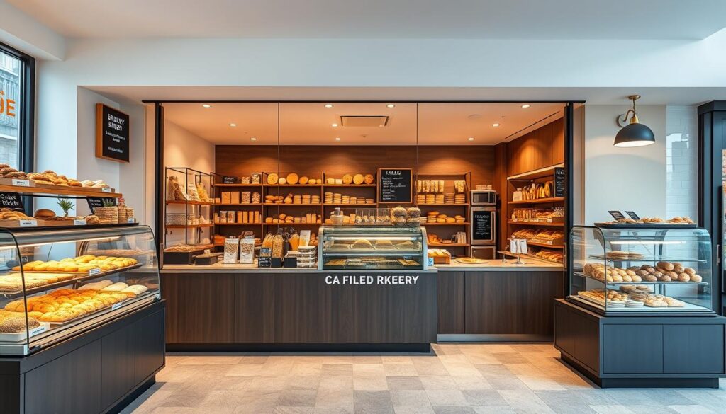 Ein Bild von einer modernen Bäckerei in Berlin mit einer ansprechenden Verkaufsfläche