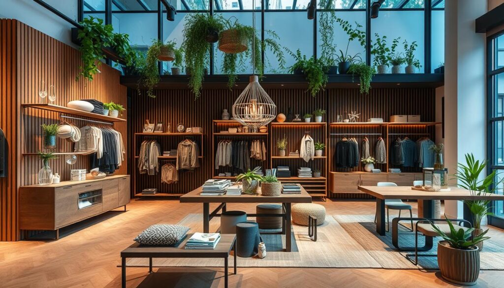 Ein Bild von unserem Berliner Showroom mit nachhaltigen Ladenbau-Elementen