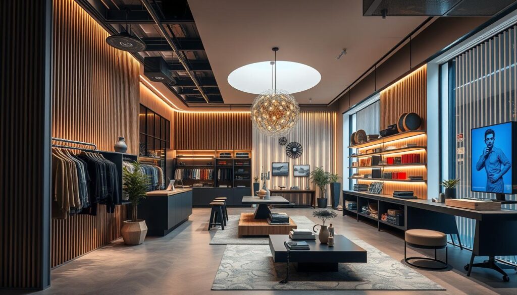 Generiere ein Bild von einem modernen Concept Store in Berlin