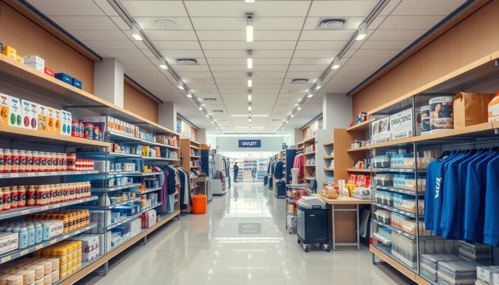 Generieren Sie ein Bild eines gut beleuchteten Outlet-Stores